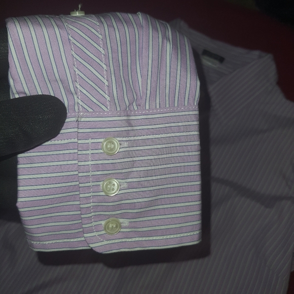 J Crew Women's Classic Cotton Long Sleeve Pinstripe Casual Shirt Violet Purple M - Picture 8 of 9